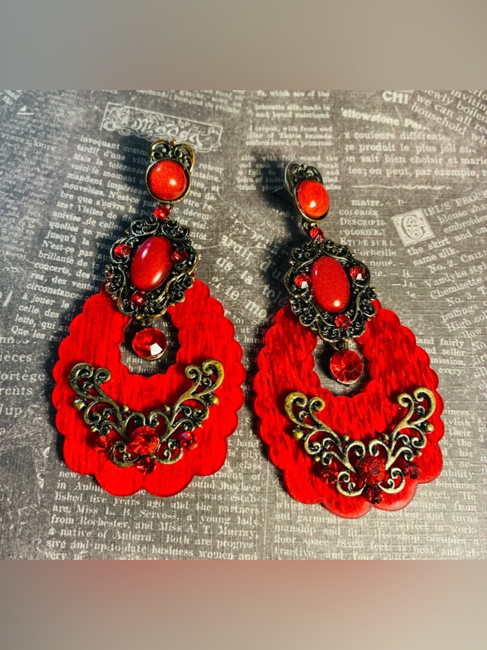 Big Red Acrylic Statement Earrings